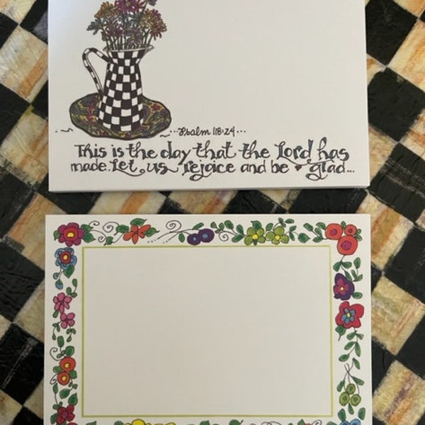 Psalm 118:24 Daisy Design or Encourage one another...FLORAL Trimmed..colorful...Cindy Grubb notepad, FREE BOOKMARK! Optional Magnet