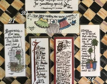 Inspirational Bookmarks-Cindy Grub_For His Glory-#19-24, 1 Thessalonians 1-4, Isaiah 61:10, Happiness, I Am, Names of Jesus, Topiary special