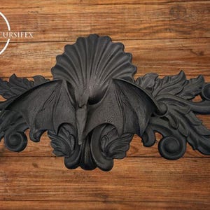 Applique / Onlay chauve-souris personnalisée de 19,75 po. de large - Décoration murale ou pour meuble - noir
