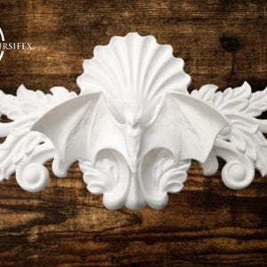 Bat applique / Onlay - Furniture or wall accent - White