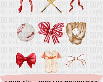 Baseball Coquette Bows and Baseball PNG