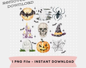 Halloween Coquette, Skull Coquette, Watercolor Halloween Bows, Skull PNG, Halloween PNG