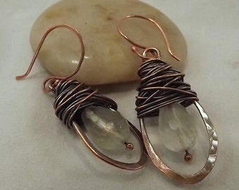 Green Tears Wirewrapped Earring