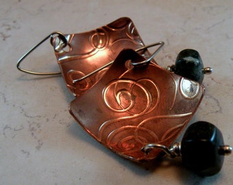 Copper Swirl Sterling Silver Earrings