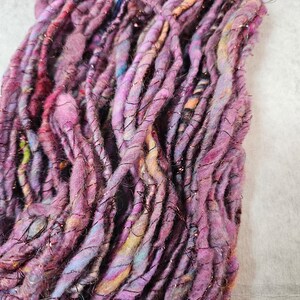 Handspun art yarn 75 yards Various wools and locks, bamboo, tencel, lurex, firestar, angelina and mohair yarn core image 3