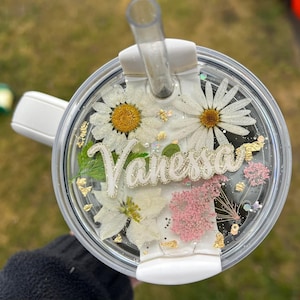 Dried Flowers Stanley Topper: Personalized 30/40oz Quencher Name Plate