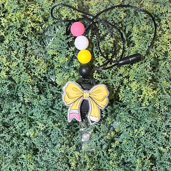 Handgefertigte Bleistift-Bogen-Lehrer-Lanyard: Acryl-Anhänger