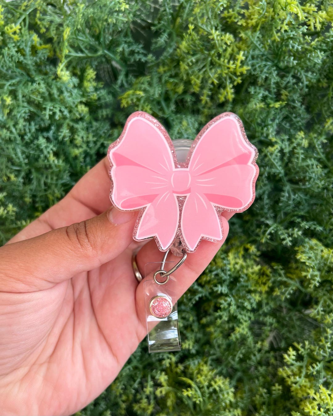 Coquette Bow Badge Reel Cute Bow Id Holder Lanyard Pink Bow - Etsy