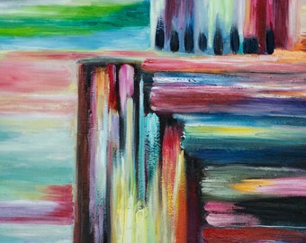 Original abstract painting oil painting Sea art Sunrise Beach Wave  48x24
