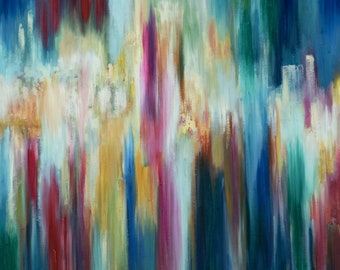 Art Painting Abstract Painting Original impasto painting on canvas 48x24 framed