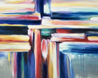 Original Art painting huge modern oil painting  Abstract Painting on linen canvas, 48x24