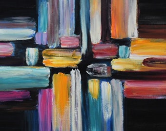 Abstract Art  Painting, Original Texture wall Art, abstract oil painting, Multi colors Modern Home Decor 48x24