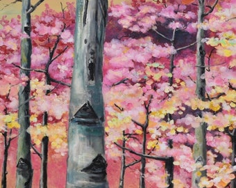 Fine art,  48" art,  Modern art, Oil painting tree art, Colorful art, canvas art,  Wall art, Abstract landscape painting