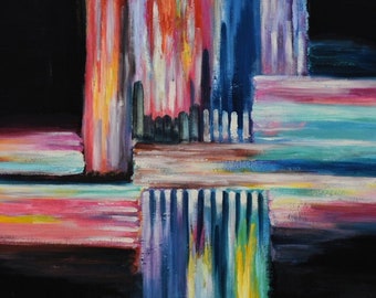 Huge Art abstract painting original Modern Impasto Texture Acrylic Painting on canvas 48x24