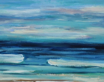 Abstract wall art acrylic painting original painting 48"canvas art  wall hanging one-of-a-kind abstract painting modern Home decor 48x24