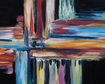 Original Art painting huge Impasto Texture modern oil painting  Abstract Painting on linen canvas 48x24
