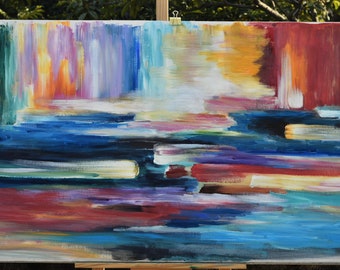 Large acrylic painting on canvas Abstract Painting 51x27