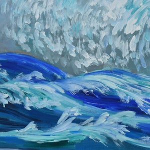 Rolling Wave large art Acrylic painting abstract sea art home hanging painting modern art 51x27 画像 5