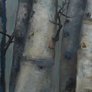 Original Abstract Tree Art Oil Painting Aspen Forest on Canvas 48x24 - Etsy