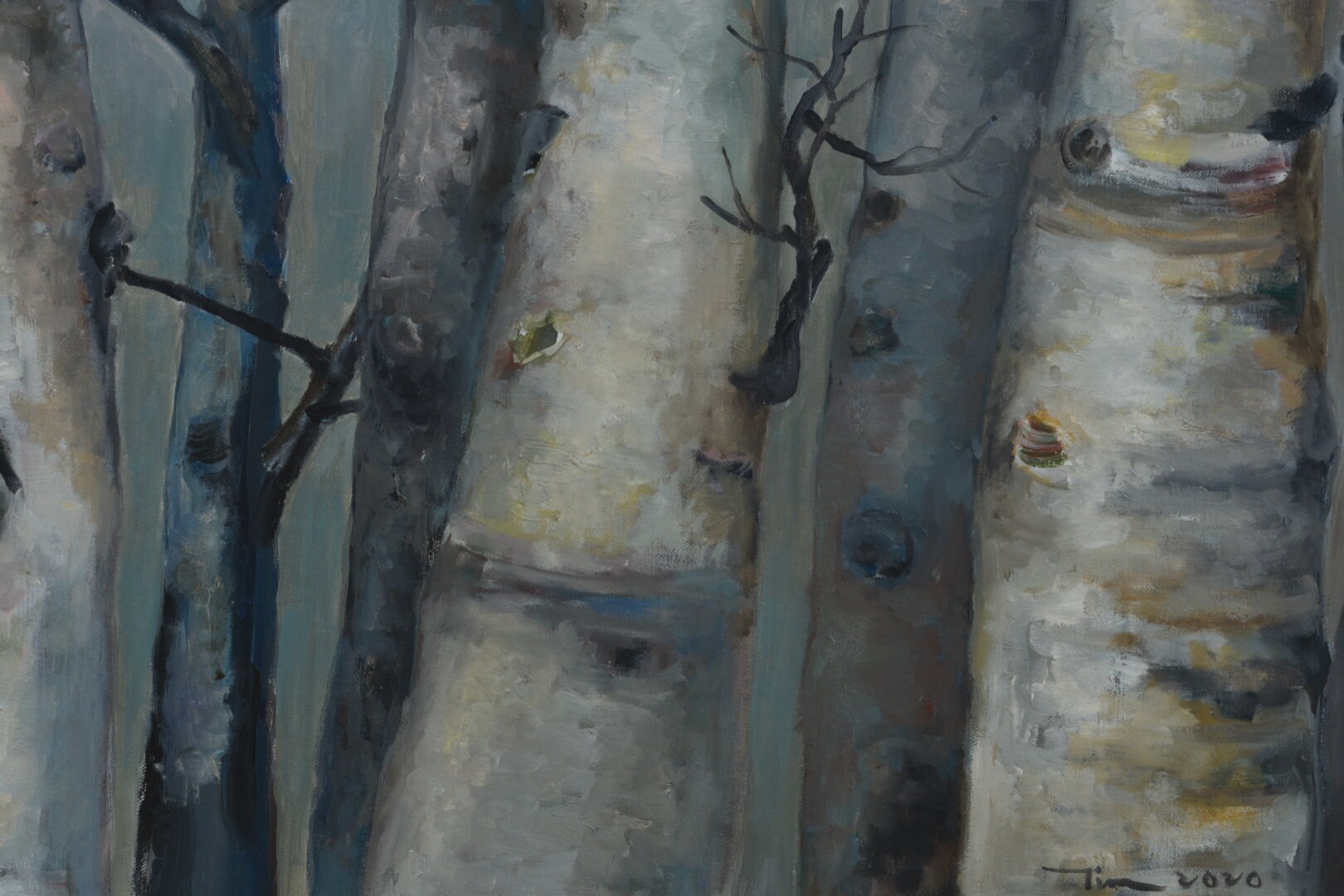 Original Abstract Tree Art Oil Painting Aspen Forest on Canvas 48x24 - Etsy