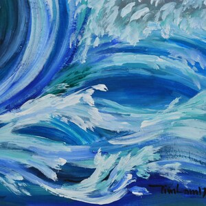 Rolling Wave large art Acrylic painting abstract sea art home hanging painting modern art 51x27 画像 3