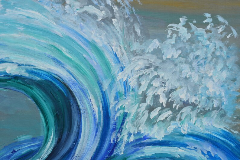 Rolling Wave large art Acrylic painting abstract sea art home hanging painting modern art 51x27 画像 2