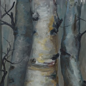 Original Abstract Tree Art Oil Painting Aspen Forest on Canvas 48x24 - Etsy