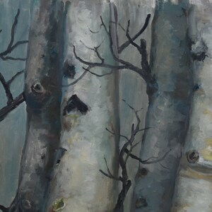 Original Abstract Tree Art Oil Painting Aspen Forest on Canvas 48x24 - Etsy