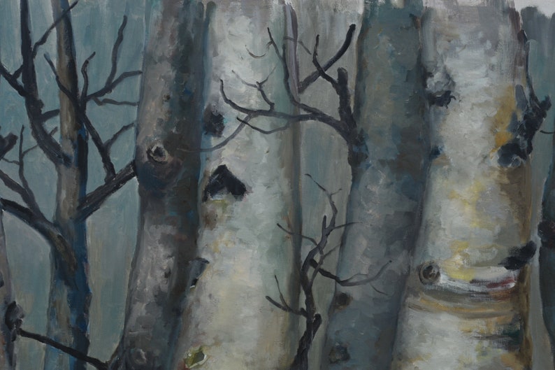 Original Abstract Tree Art Oil Painting Aspen Forest on Canvas 48x24 - Etsy