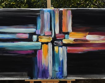 Abstract Art  Painting, Original Texture wall Art, abstract oil painting, Multi colors Modern Home Decor 52" x 28"