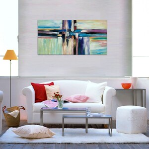 Original roads art Abstract painting fresh painting gallery wrapped canvas modren home decor 48x24 image 2