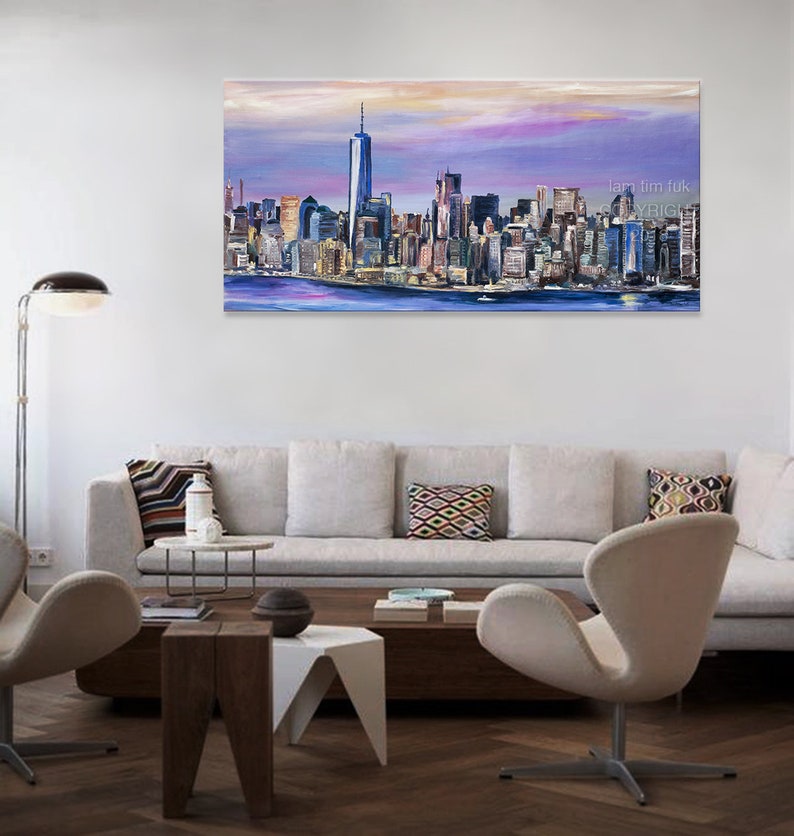 New York City Original Large Oil Painting 60x30 - Etsy