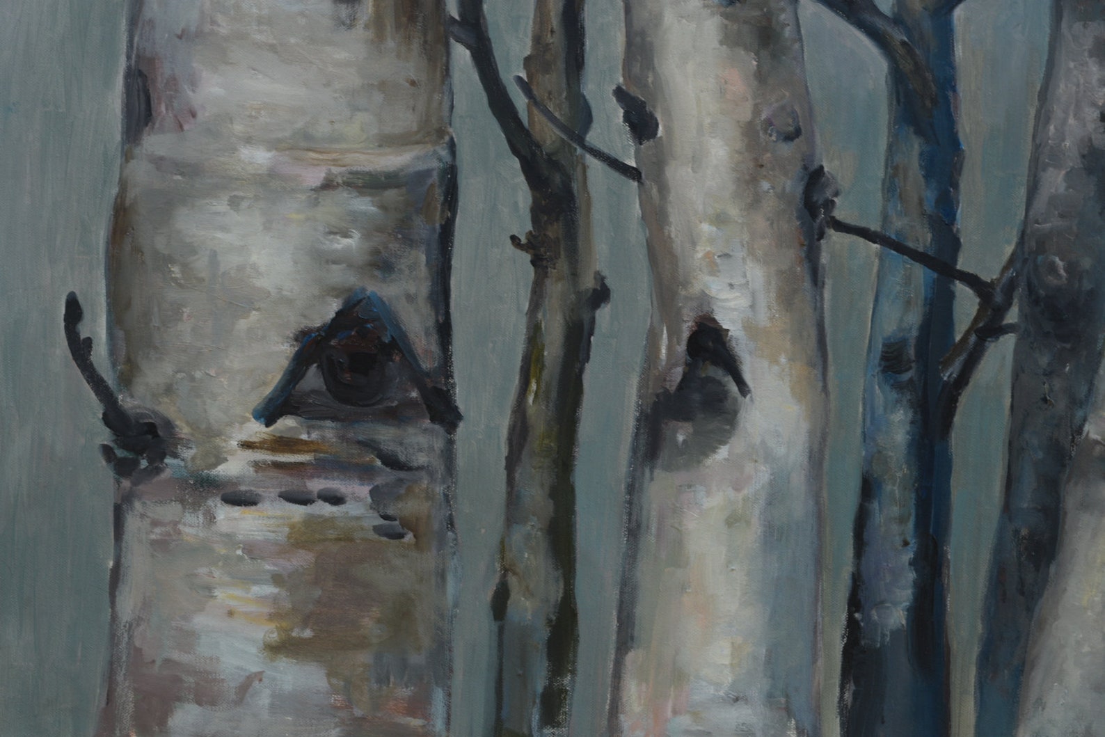 Original Abstract Tree Art Oil Painting Aspen Forest on Canvas 48x24 - Etsy