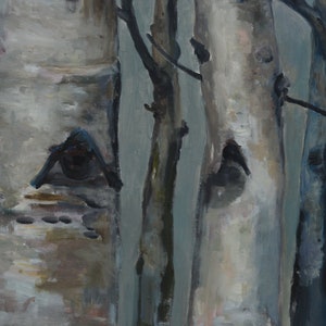 Original Abstract Tree Art Oil Painting Aspen Forest on Canvas 48x24 - Etsy