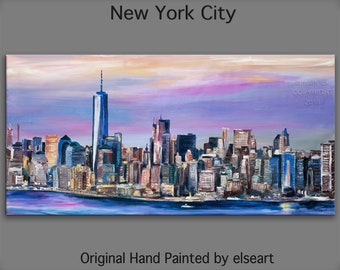 New York City Original large Oil Painting, 60x30