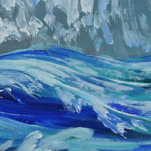 Rolling Wave large art Acrylic painting abstract sea art home hanging painting modern art 51x27 画像 7