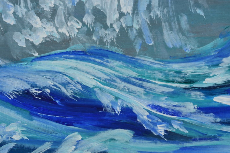 Rolling Wave large art Acrylic painting abstract sea art home hanging painting modern art 51x27 画像 7