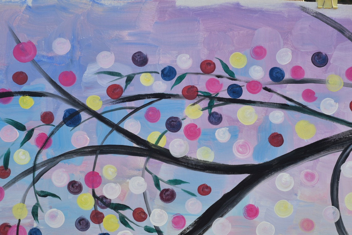 Abstract Blossom, Original Acrylic Painting, Abstract Painting 48x24 ...