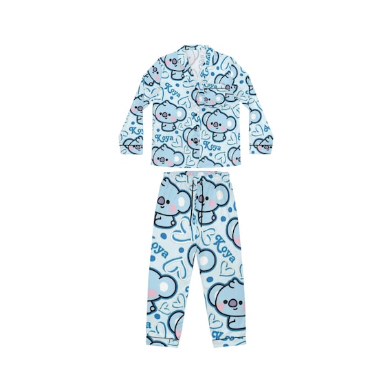 Pijamas Kpop BTS Pijamas de satén para mujer con estampado BT21