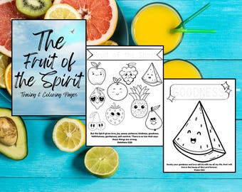 Fruit of the Spirit Coloring Pages: Bible Verse Tracing (PDF)