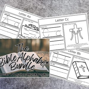 Cuaderno de ejercicios para practicar las letras del alfabeto bíblico / Paquete del alfabeto bíblico / Cuaderno de ejercicios para trazar letras de la A a la Z para preescolares / Libro de escritura para preescolares /