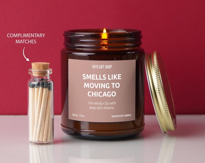 Smells Like Moving to Chicago Candle - Windy City and Deep-Dish Dreams Scent - Great for Illinois Lovers