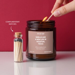 Smells Like a New Life in Houston, Texas - Scented Soy Wax Candle - Personalized Gift for New Beginnings, Housewarming, and New Job image 3
