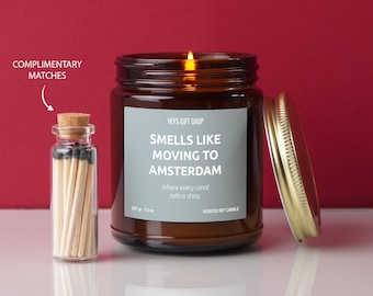 Smells Like Moving to Amsterdam Candle - Canal Stories Scent - Perfect for Netherlands Lovers