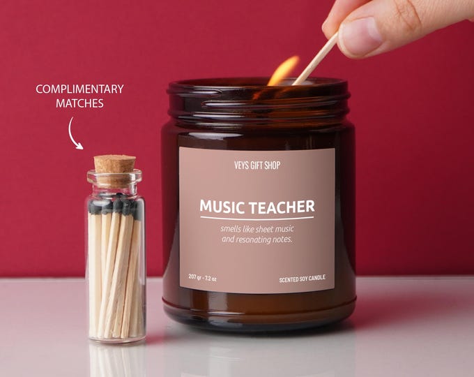 Music Teacher - Smells Like Sheet Music And Resonating Notes Scented Soy Candle, Gift For Her, Gift For Him, Graduation Gift