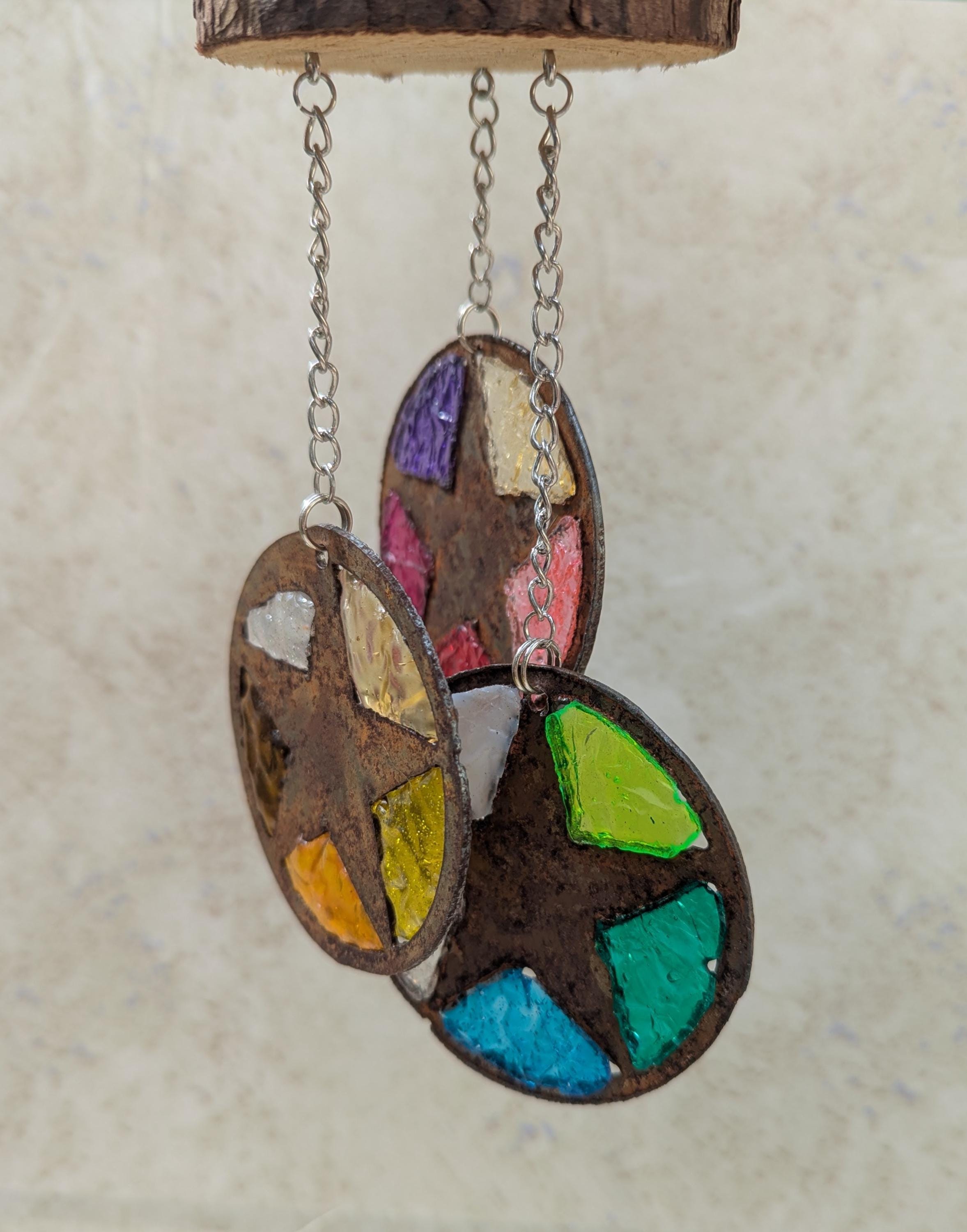 Rainbow Sheriff - Upcycled Suncatcher Windchime With Stars - Etsy