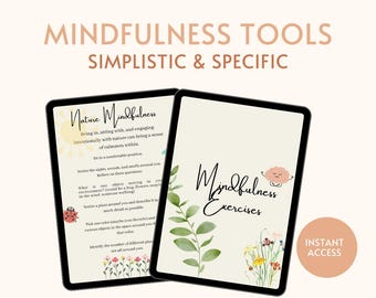 Mindfulness Exercises Worksheets: Calming Techniques, Anxiety, Mental Health, Stress, Printable (Digital Download)