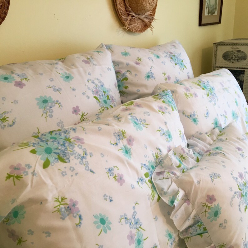 Vintage Bedding Ensemble Duvet Cover Full Euro Shams Etsy