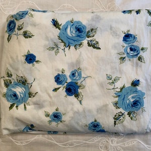 Blue Cotton Roses Bedding Iris Pillowcases Combed Percale Cottage Country Farmhouse Spring Fresh image 9