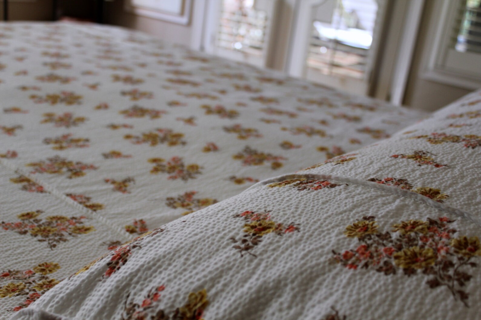 Reserved for Karan Vintage Cotton Plisse Bedspread Yellow Etsy